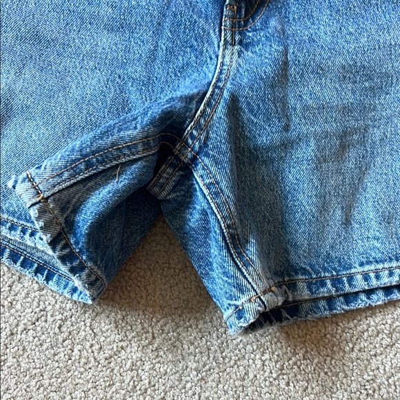 Zara Blue Jean Shorts High-Waisted Raw Hem - Picture 3 of 5